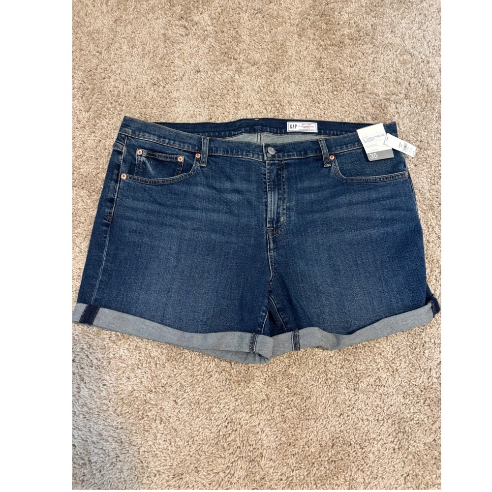 Gap Womens 5 Inch Girlfriend Short Mid Rise Dark Wash Denim Size 35 / 20 Regular